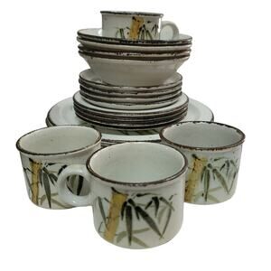 Rangoon Stonehenge Midwinter MCM service for FOUR plate bowl saucer cup bread